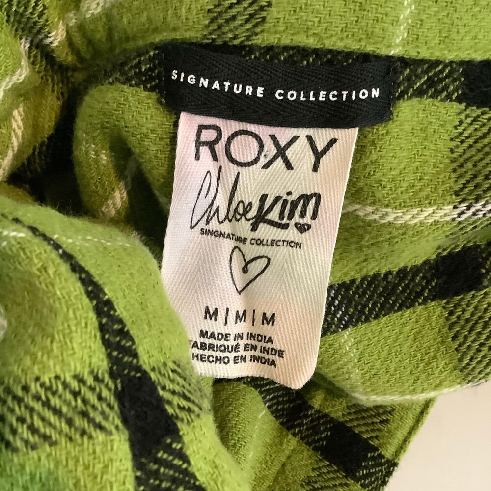 Roxy / Chloe Kim Green Plaid Button Down Flannel Shirt - Women’s M / L - Picture 9 of 10